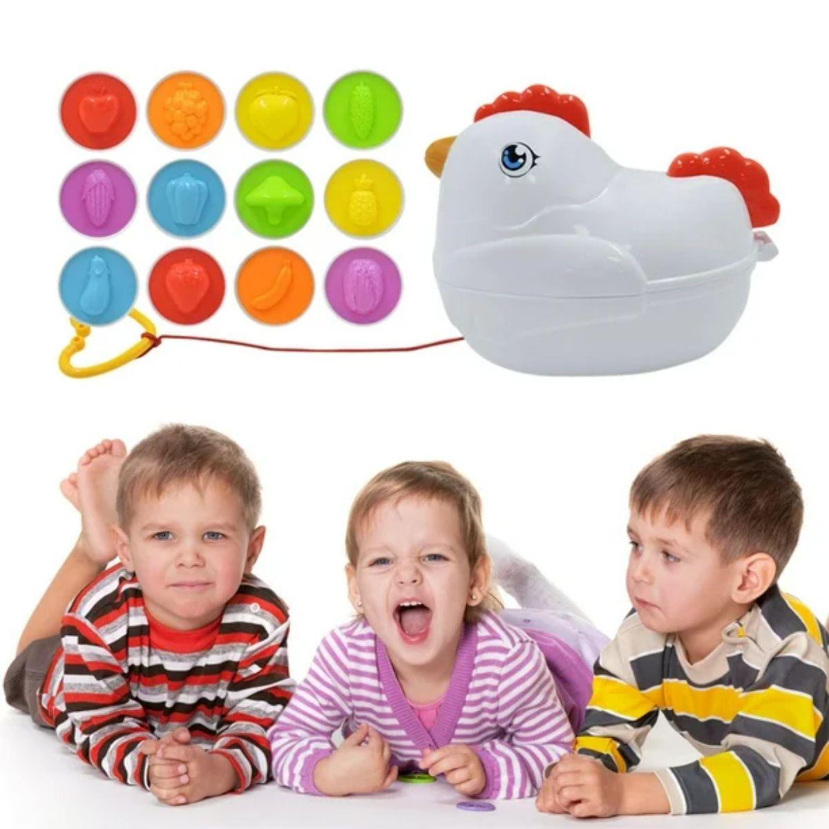 Juego Didáctico Gallina Huevos de Encaje Frutas y Verduras-4