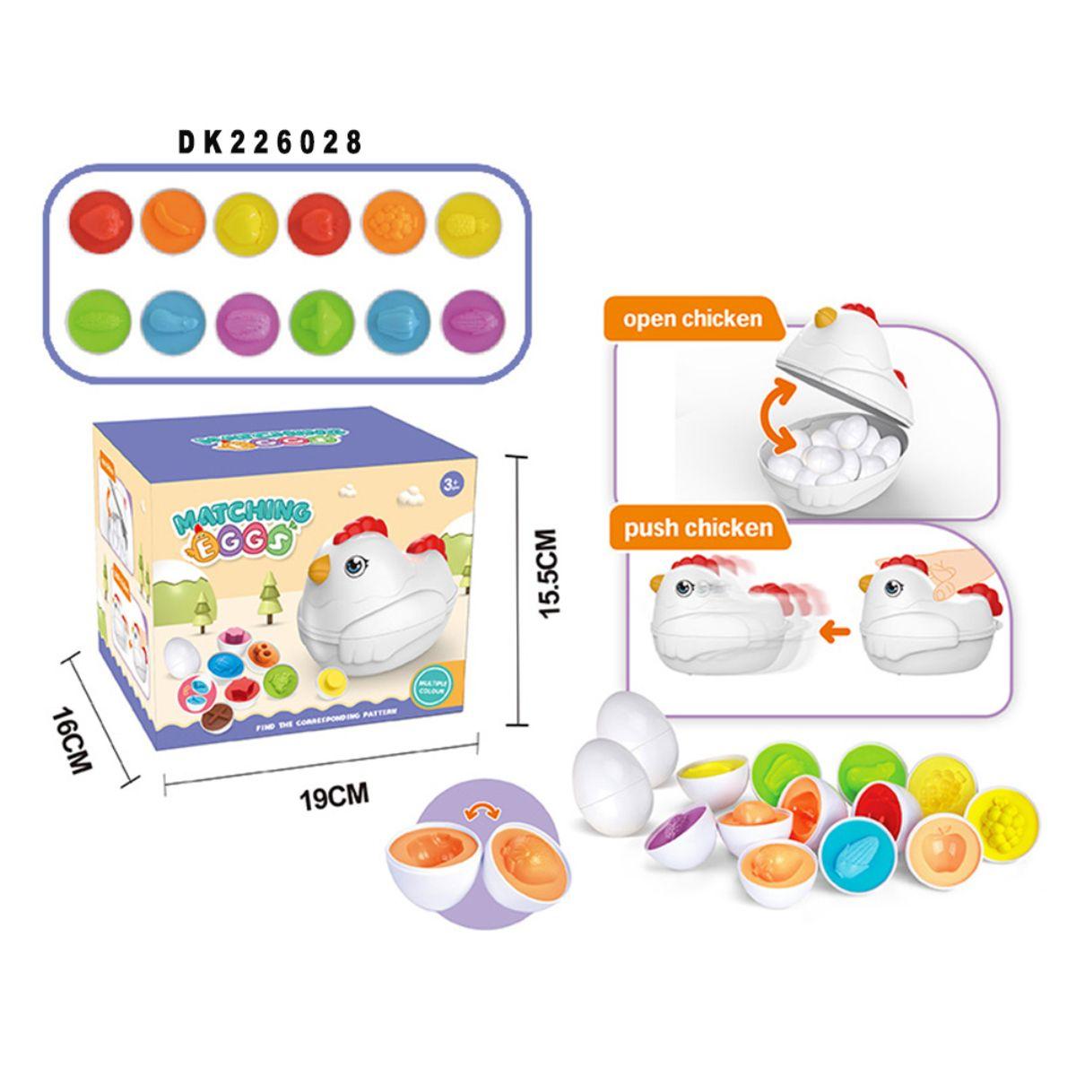 Juego Didáctico Gallina Huevos de Encaje Frutas y Verduras-5