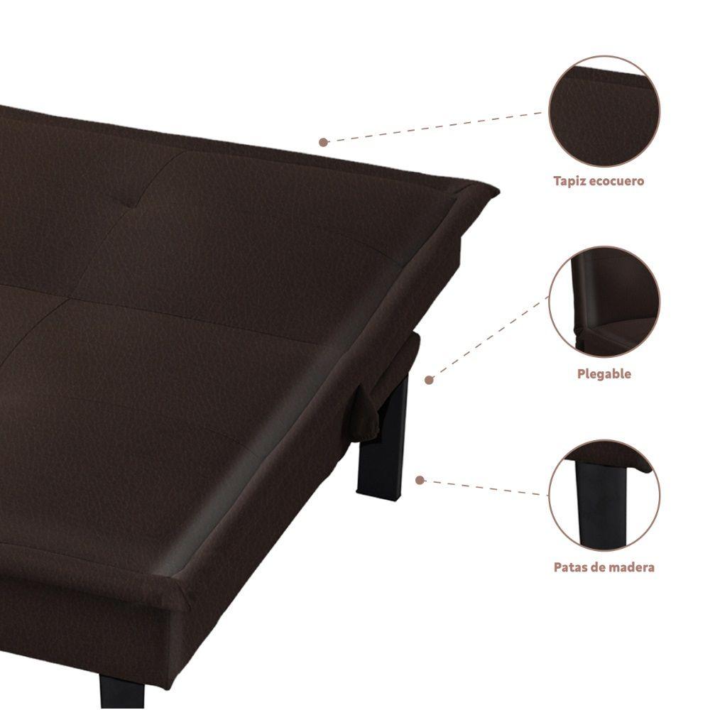 Futón Sofa Cama 2 Cuerpos Boden Ecocuero Café-2
