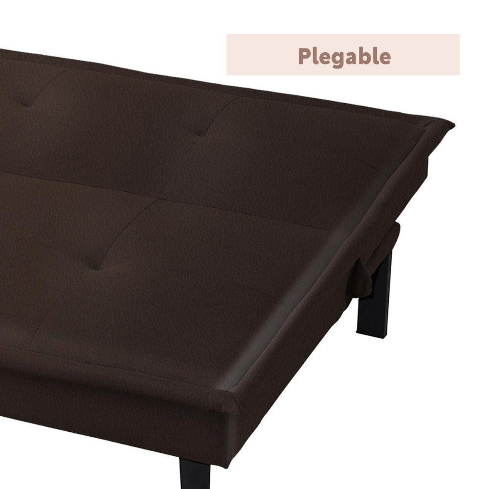 Futón Sofa Cama 2 Cuerpos Boden Ecocuero Café-4