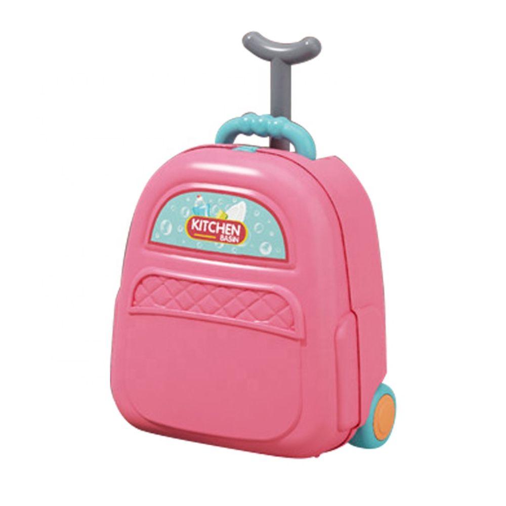 Maleta de juegos 4en1 Set Cocina con Lavaplatos Rosa-2