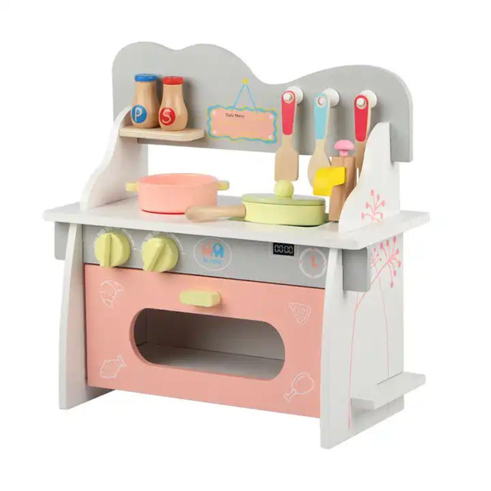 Mini Cocina de Madera con Accesorios Rosa-0