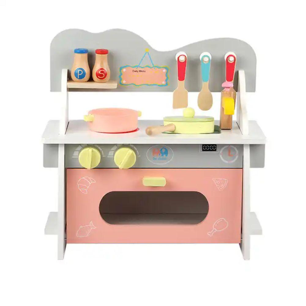 Mini Cocina de Madera con Accesorios Rosa-1
