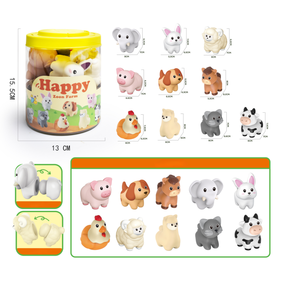 Juego de Emparejamiento y Encaje Animales Granja 10 piezas-1