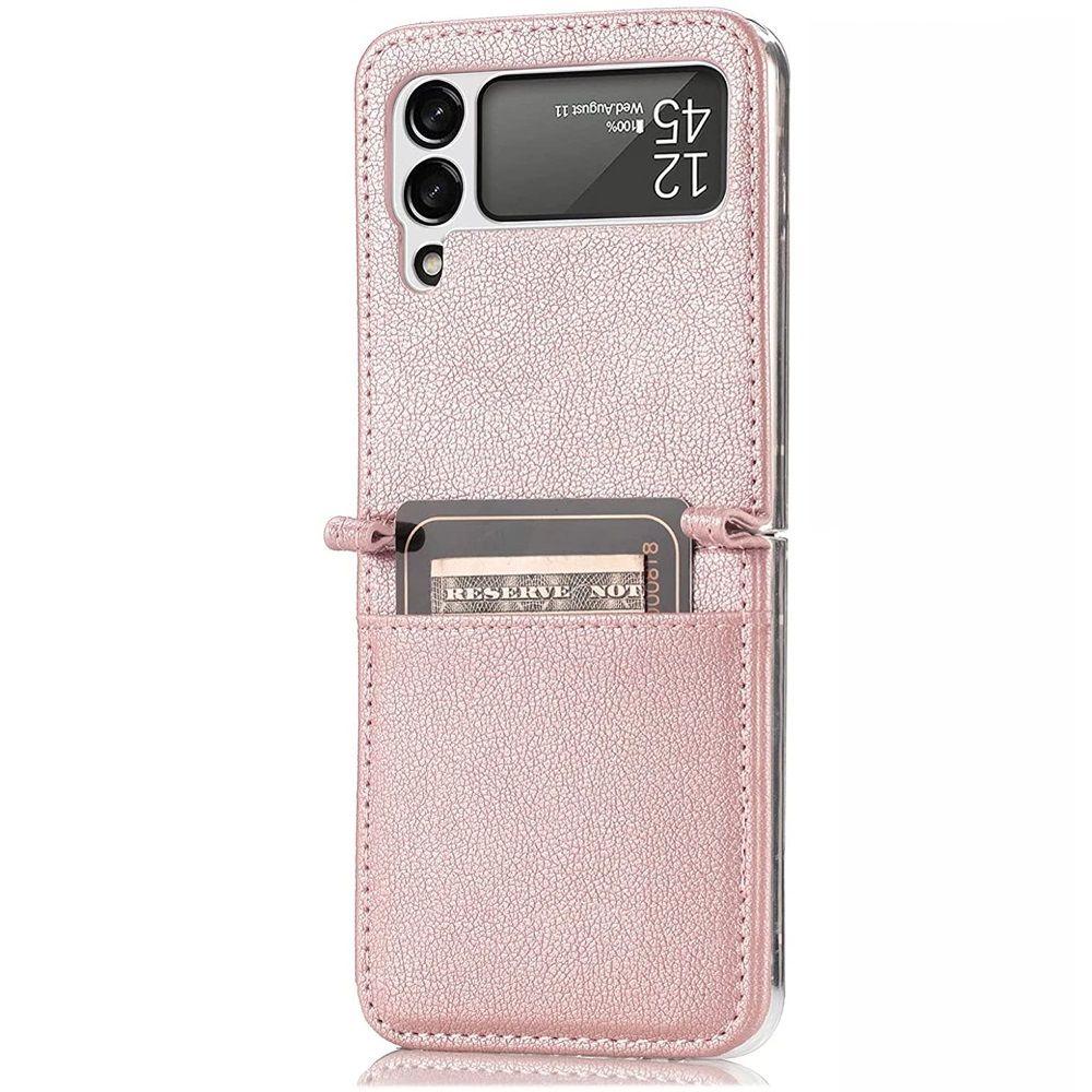 Carcasa Cuero Tpu Rosada Compatible Samsung Z Flip 3 +Lámina-0