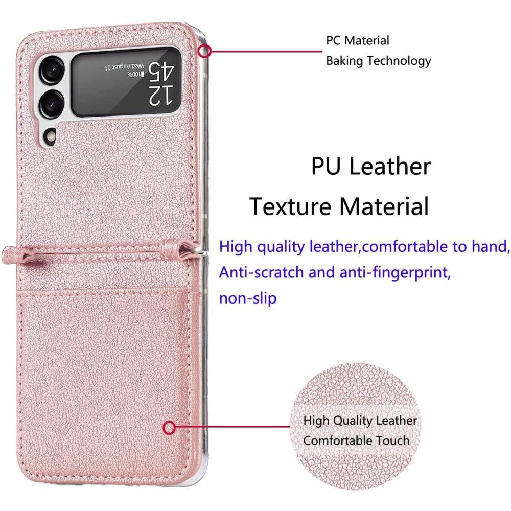 Carcasa Cuero Tpu Rosada Compatible Samsung Z Flip 3 +Lámina-2