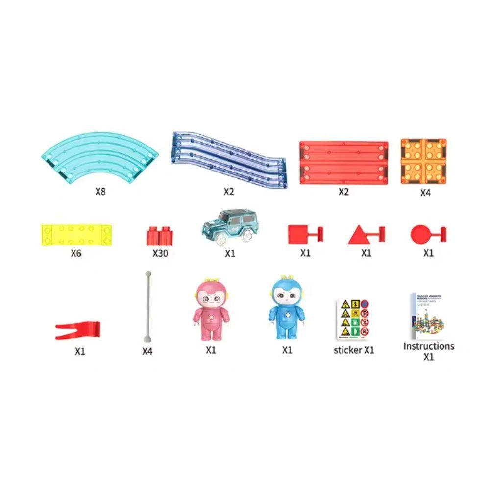 Bloques de Construcción Pista de Autos Magnética 63pcs-1