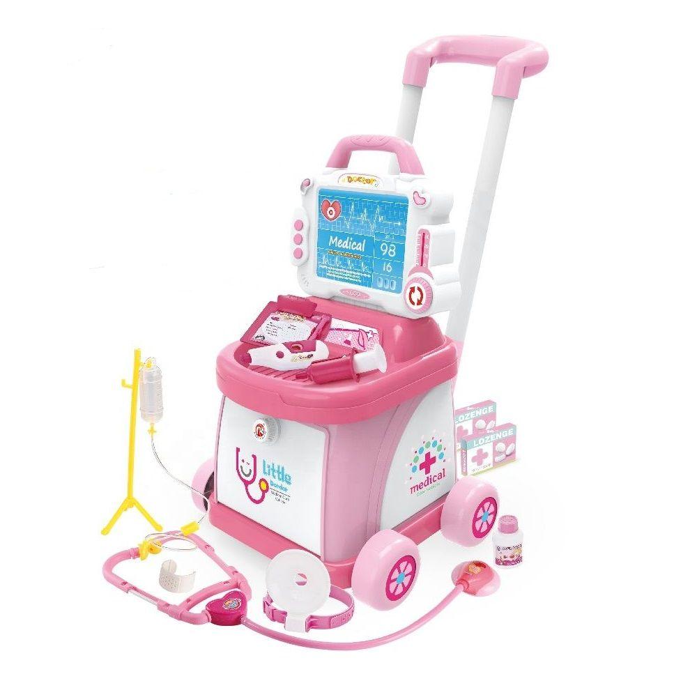 Carrito Medico Doctor Infantil Luces Sonidos Rosa-0