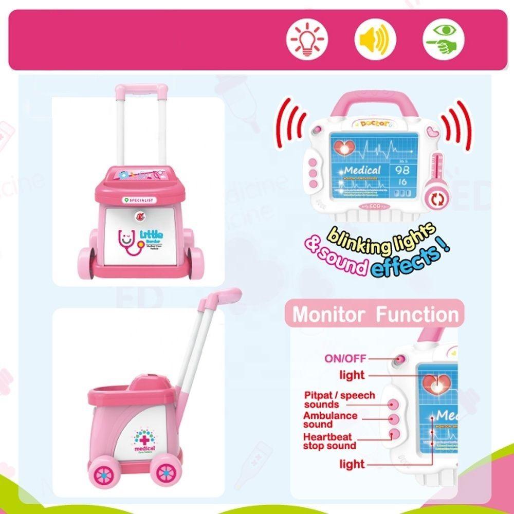 Carrito Medico Doctor Infantil Luces Sonidos Rosa-4