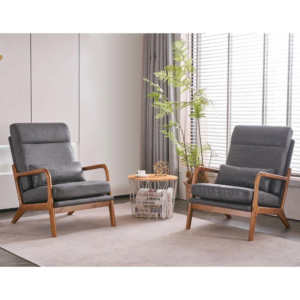 Poltrona Eco cuero Gris Konges-6