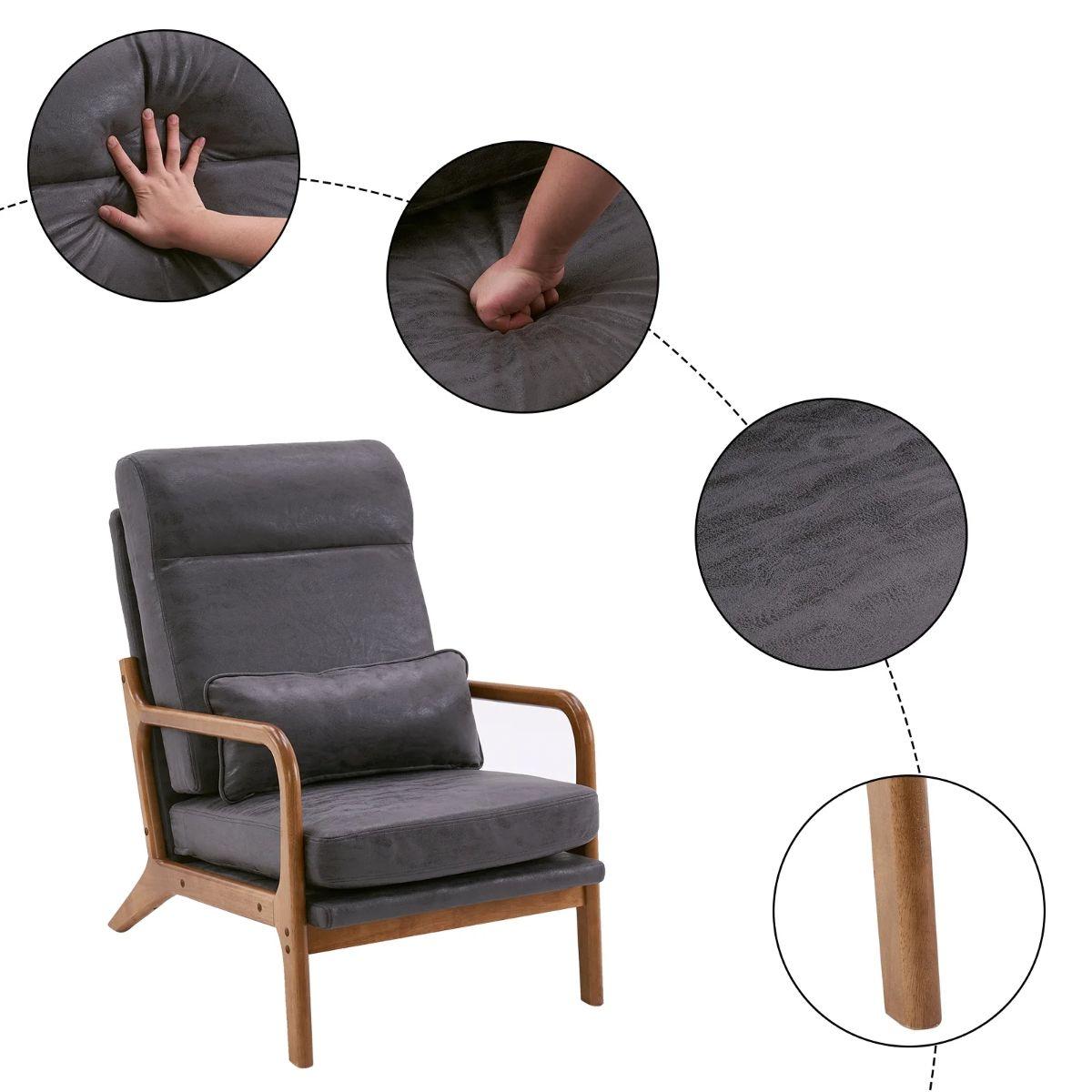 Poltrona Eco cuero Gris Konges-7
