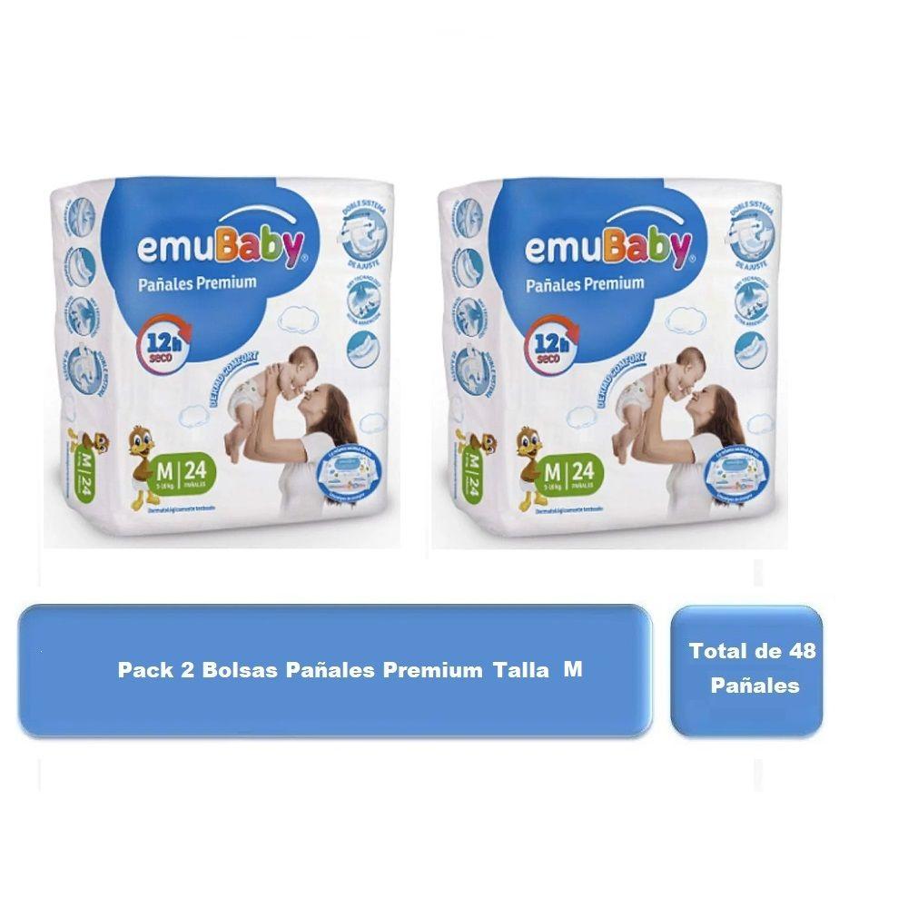 Pack 48u Pañales Premium Talla M (5 a 10 Kg) Emubaby-0