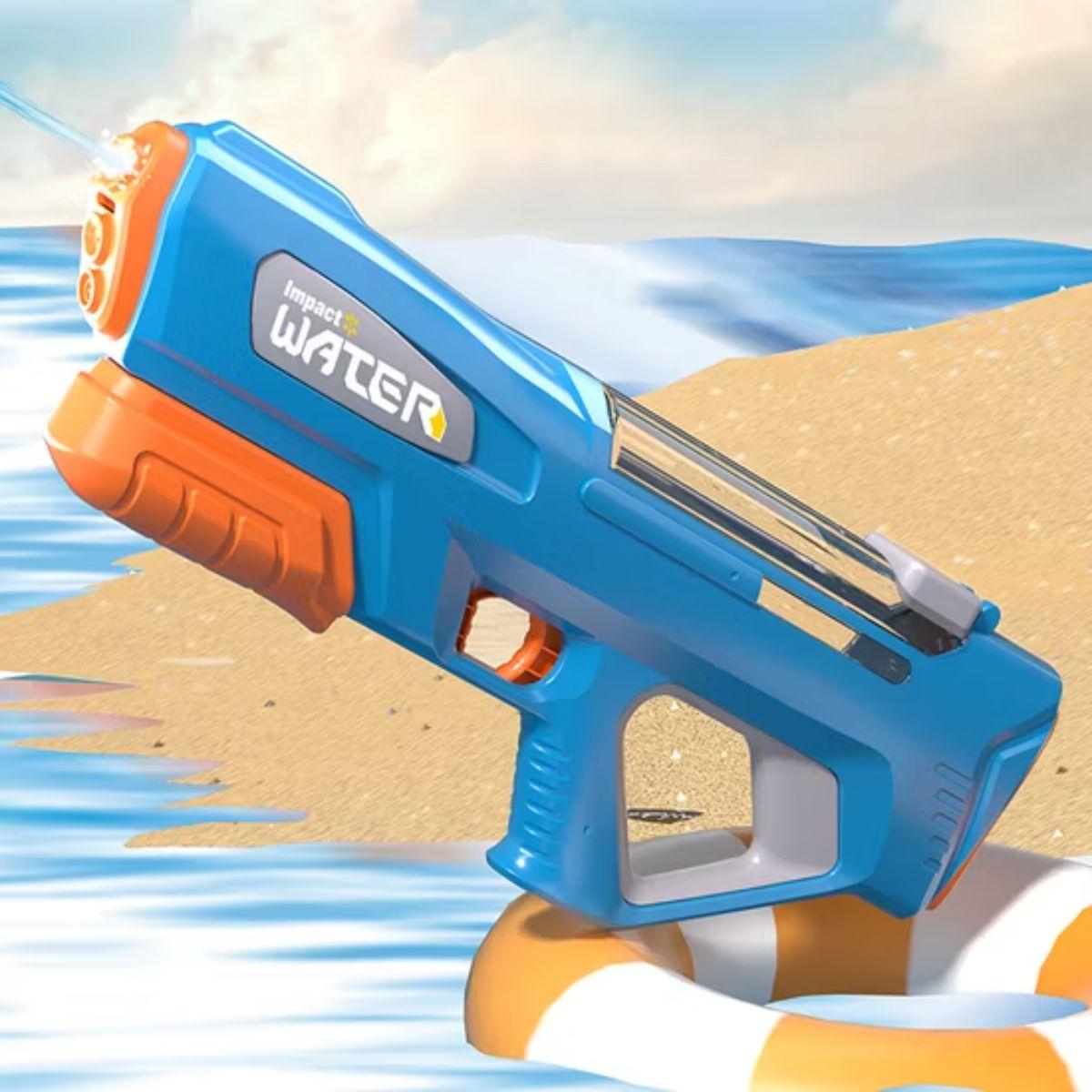 Pistola Lanza Agua Eléctrica Azul-2