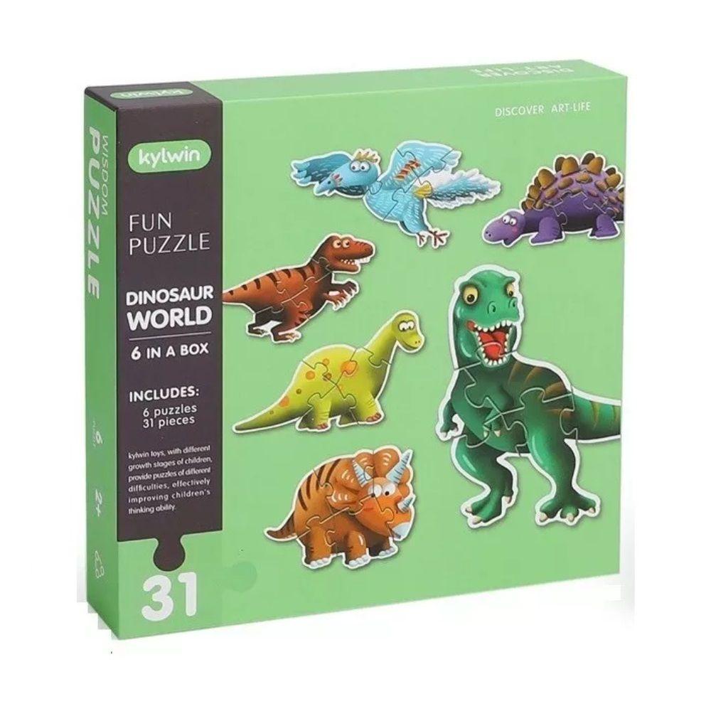 Set de 6 Puzzles en 1 Mundo Jurásico +2 años 31 piezas-0