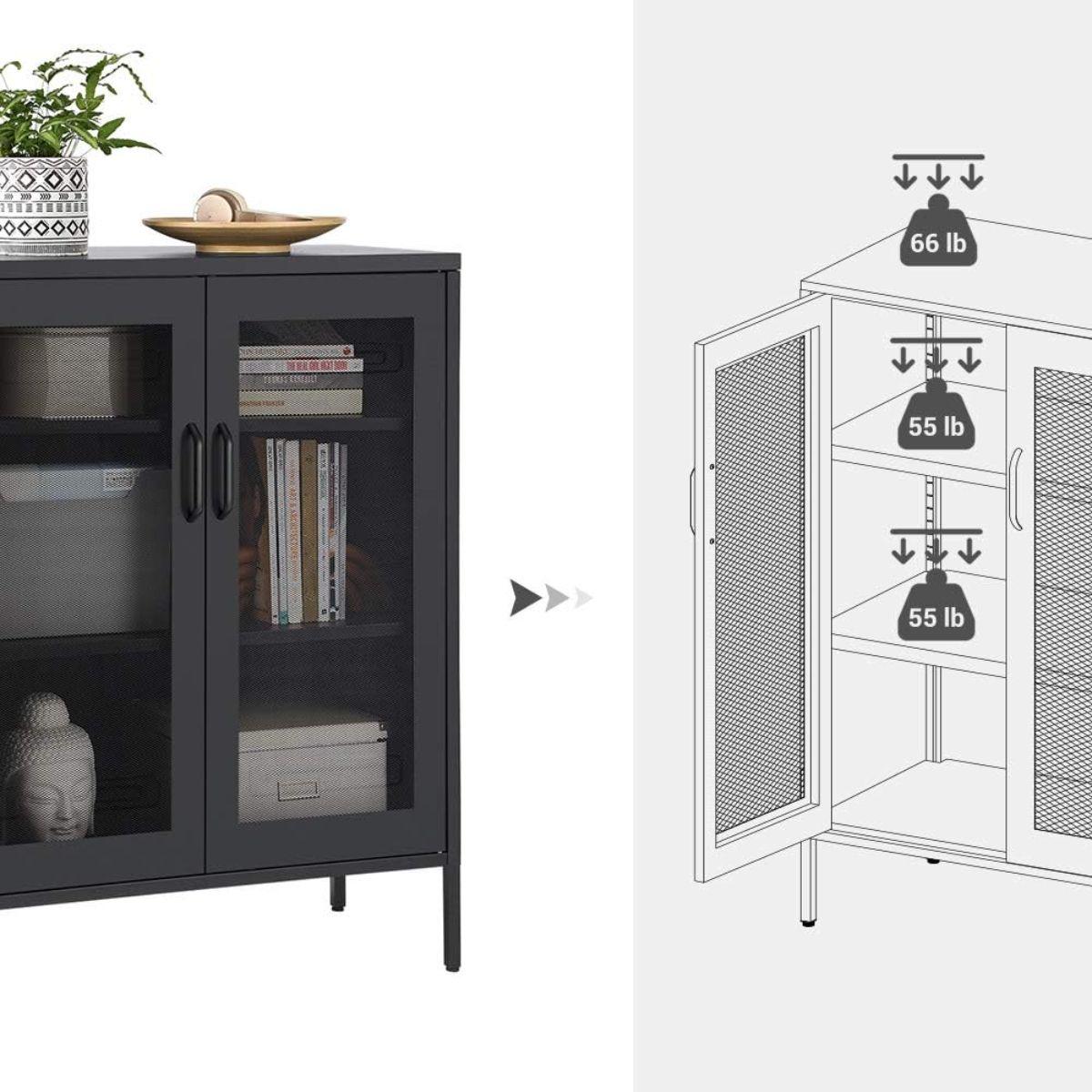 Buffet Aparador Negro Metalico Visrup-3