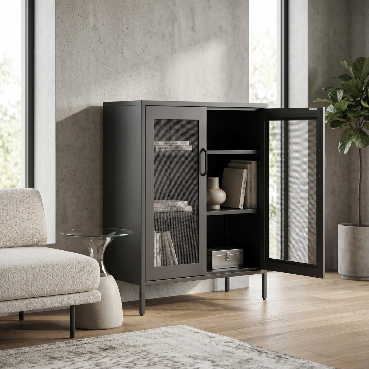 Buffet Aparador Negro Metalico Visrup-3
