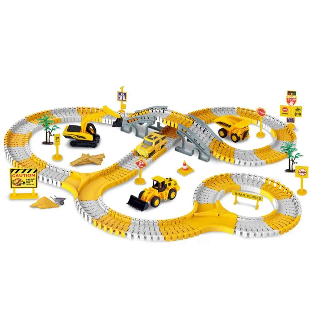 Pista de Autos Ingeniería Camiones y Tractores 255 piezas-0