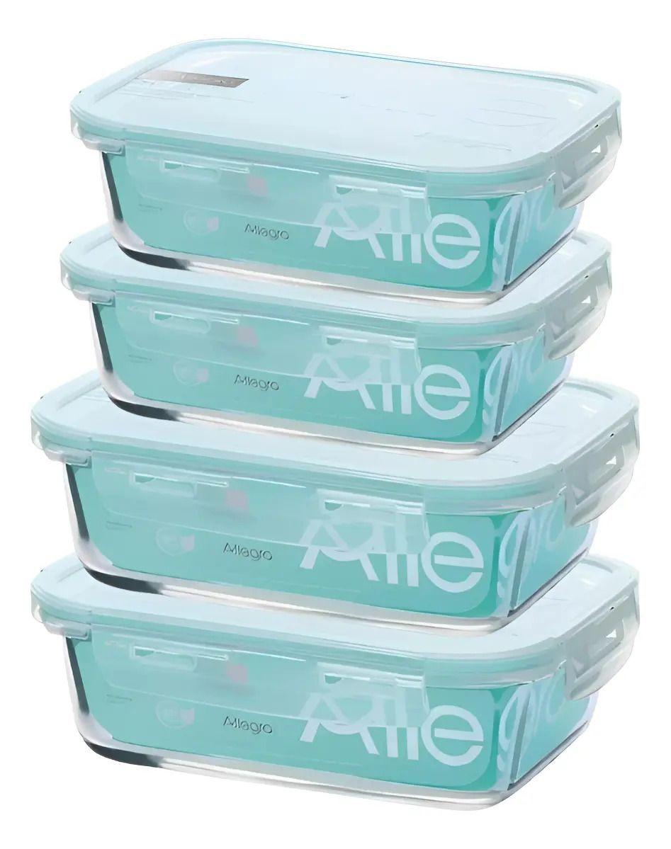 Set 4 Taper Herméticos De Vidrio Allegra - 1.000ml Y 1.500ml Trasparente-0