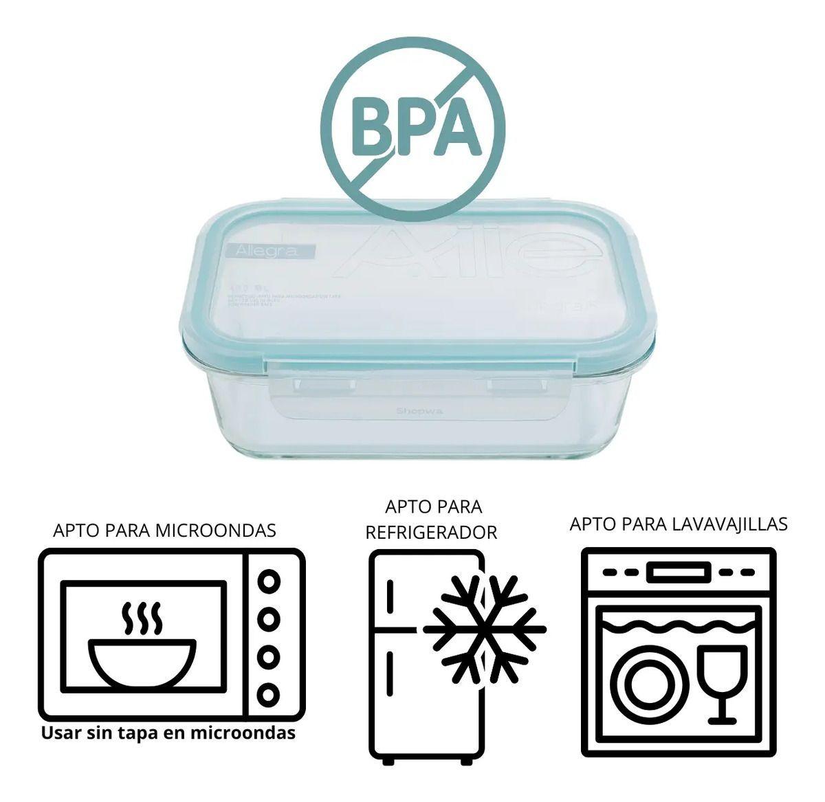 Set 4 Taper Herméticos De Vidrio Allegra - 1.000ml Y 1.500ml Trasparente-3