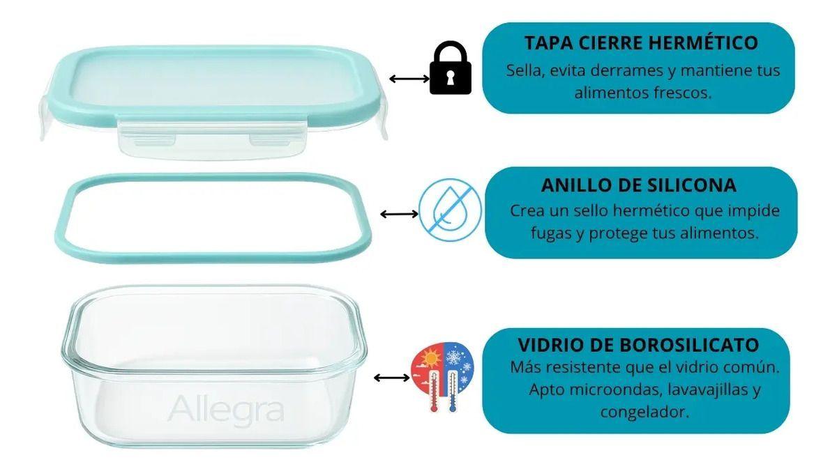 Set 4 Taper Herméticos De Vidrio Allegra - 1.000ml Y 1.500ml Trasparente-4