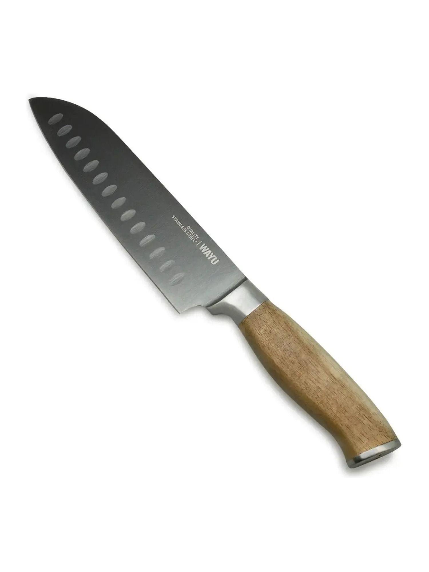Cuchillo Santoku 30,5 Cm Antiadherente Mango Madera Acacia-0