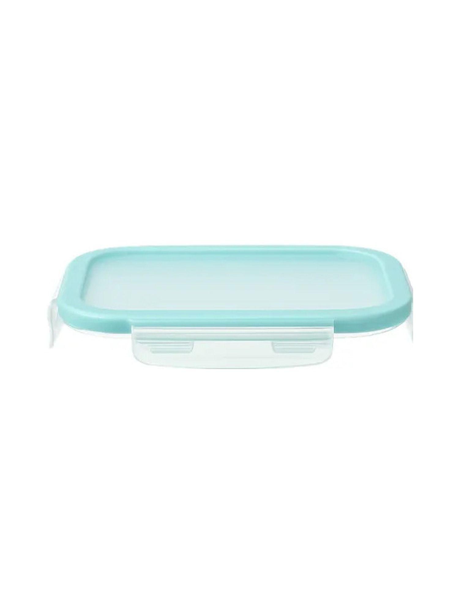 Set 4 Contenedores Herméticos Vidrio 740 Ml Tapa Celeste-2