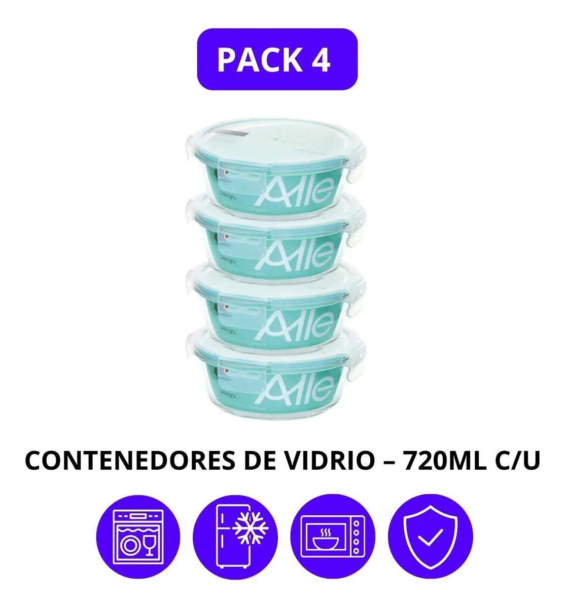 Set Taper Contenedores Herméticos De Alimento Allegra 720ml Pack 4-2