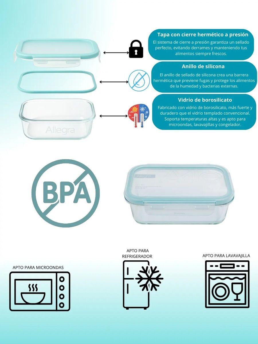 Set Taper Contenedores Herméticos De Alimento Allegra 720ml Pack 4-3