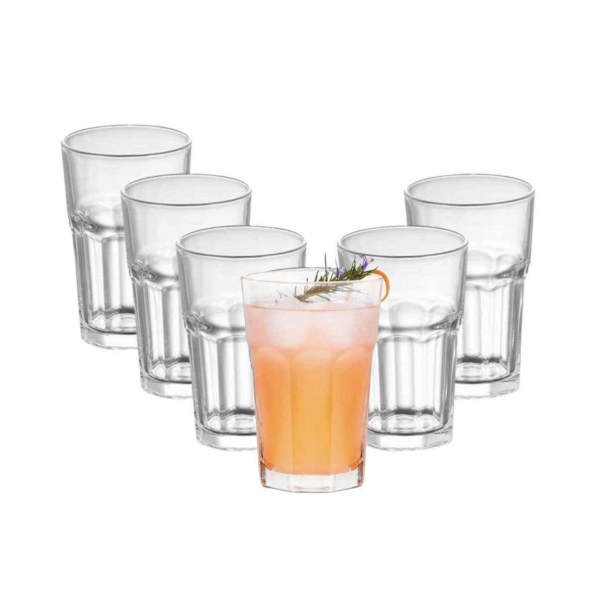 Set De 6 Vasos De Vidrio Resistente 437cc Chicago Allegra-1