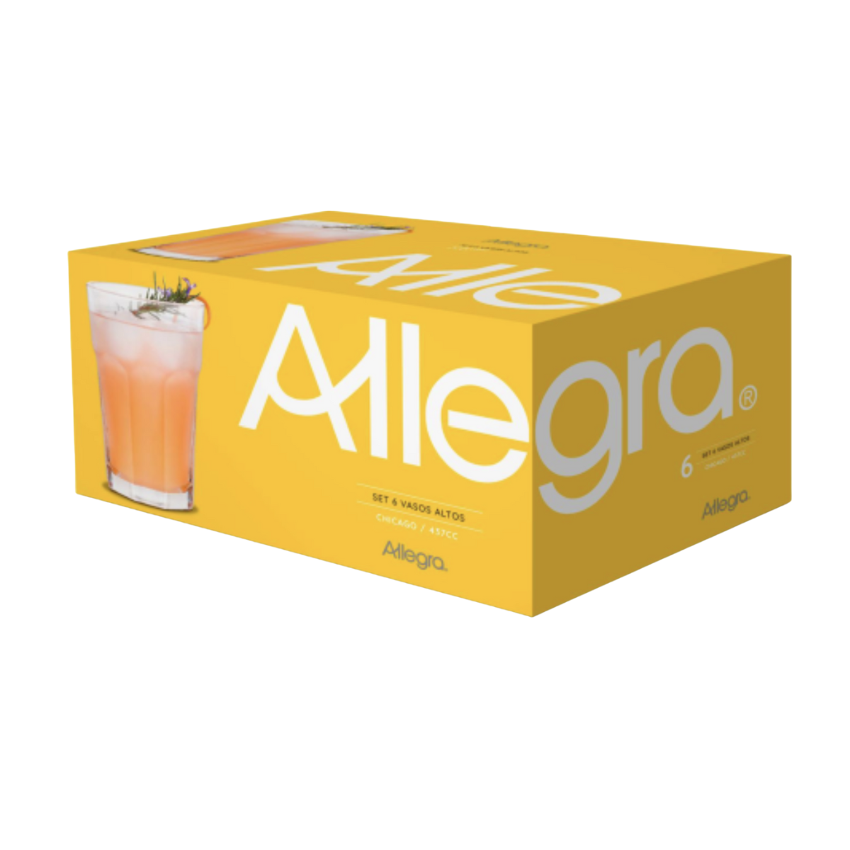Set De 6 Vasos De Vidrio Resistente 437cc Chicago Allegra-2
