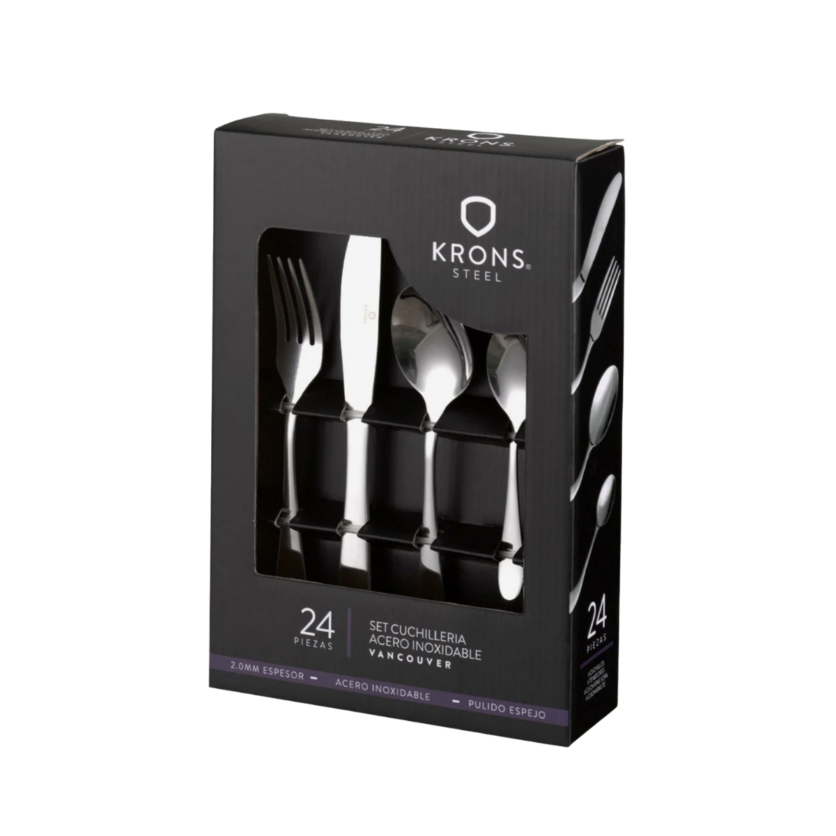 Set Cubiertos 24 Piezas Vancouver Krons Color Plateado-0