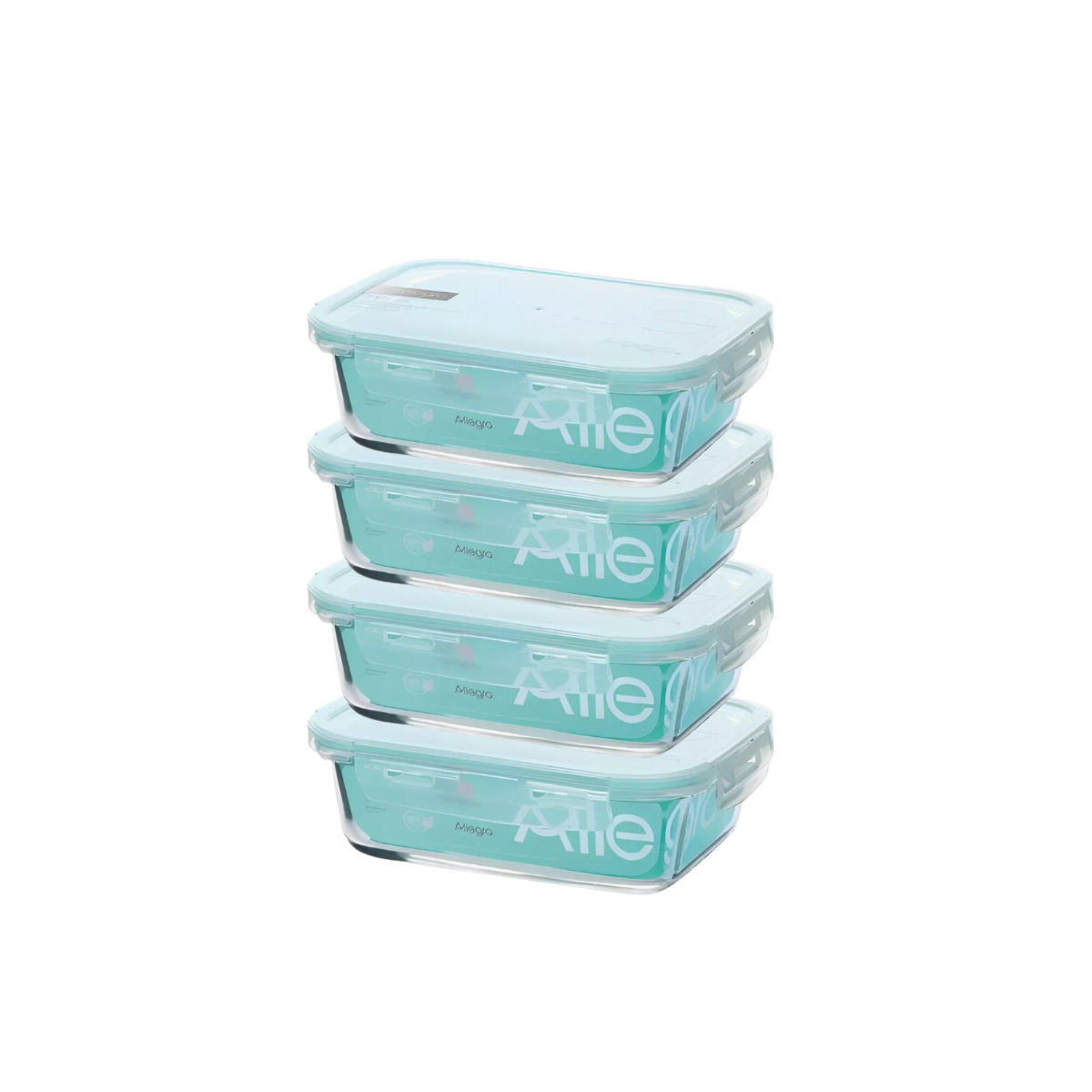 Set 4 herméticos vidrio rectangular 1000ml Allegra-0