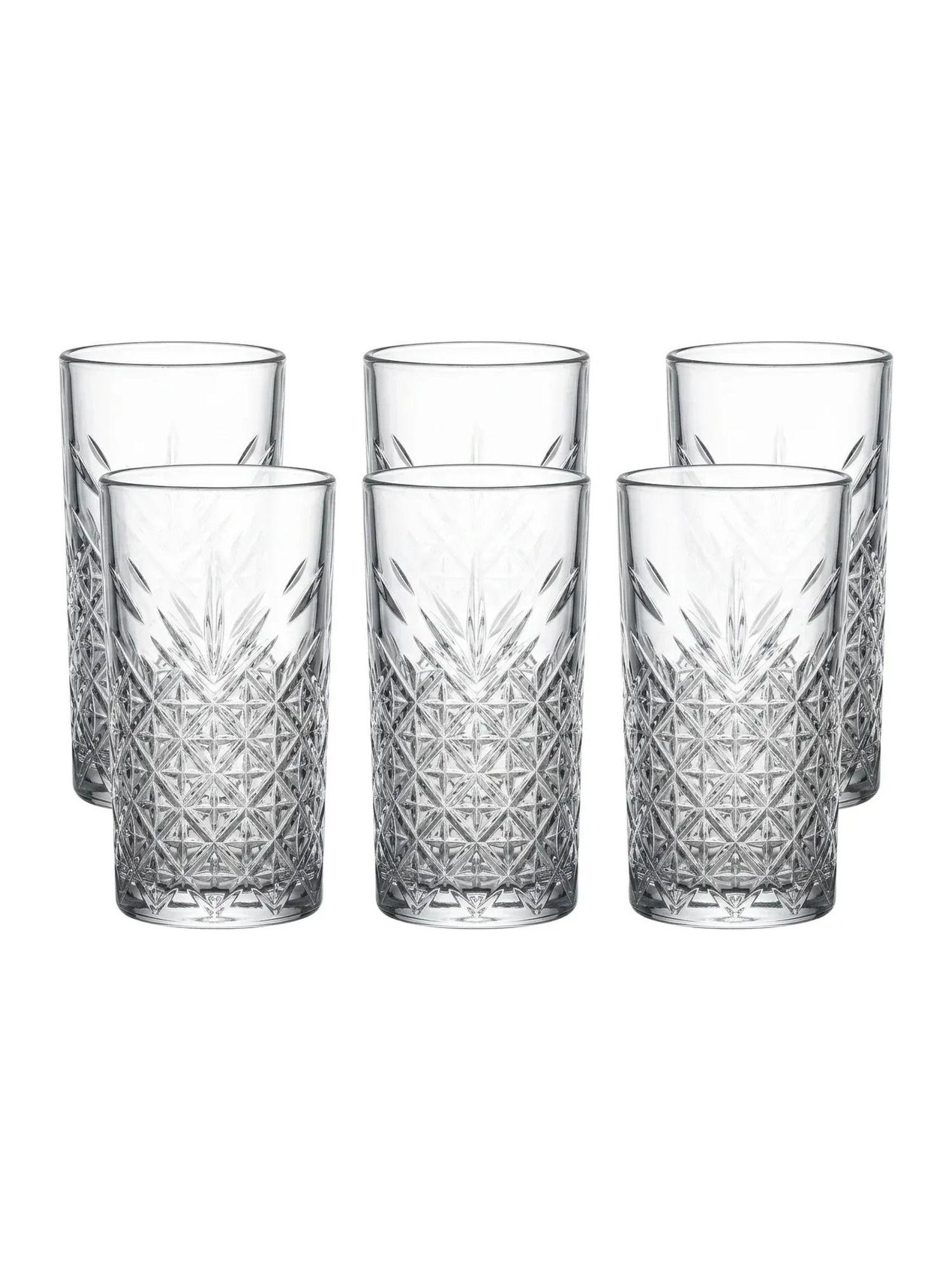 Set 6 Vasos Altos Tallados 480 Ml Vidrio Para Mojito-0