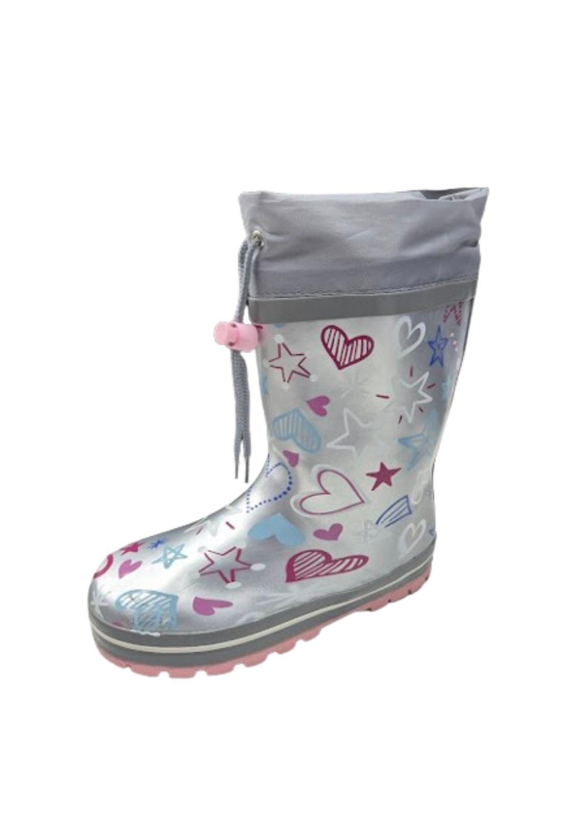 Bota de Agua Lluvia Plateado Niña-0
