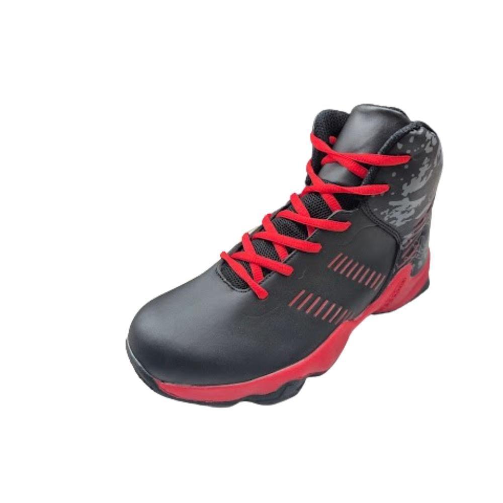 Zapatilla Con Caña Hombre Negro Rojo-0