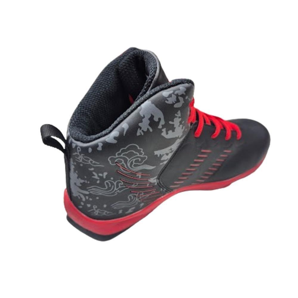 Zapatilla Con Caña Hombre Negro Rojo-1