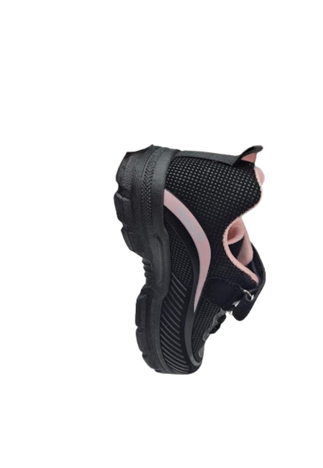 Zapatilla Urbana Negro Rosado Velcro Niña-3