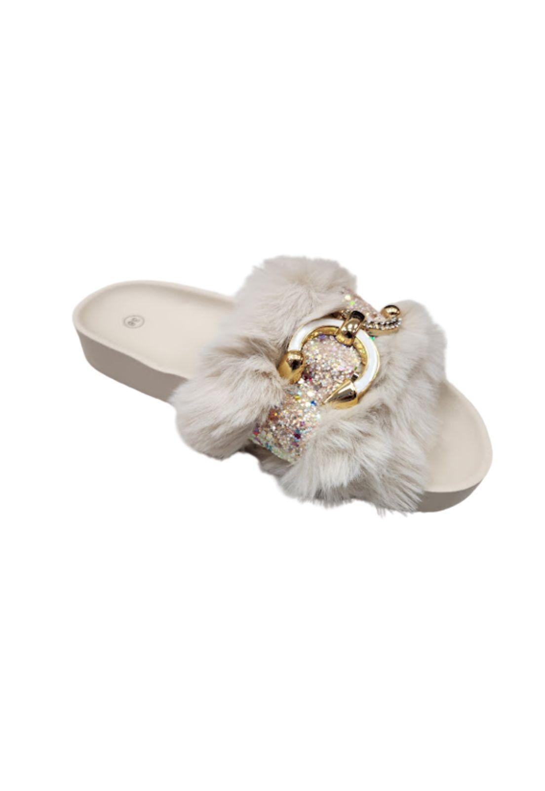 Sandalia Brillante Beige Mujer-2