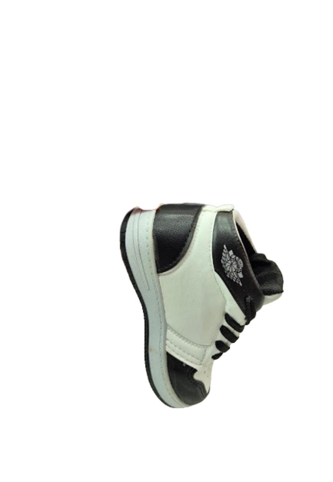 Zapatilla Con Caña Niño Blanco Negro-3
