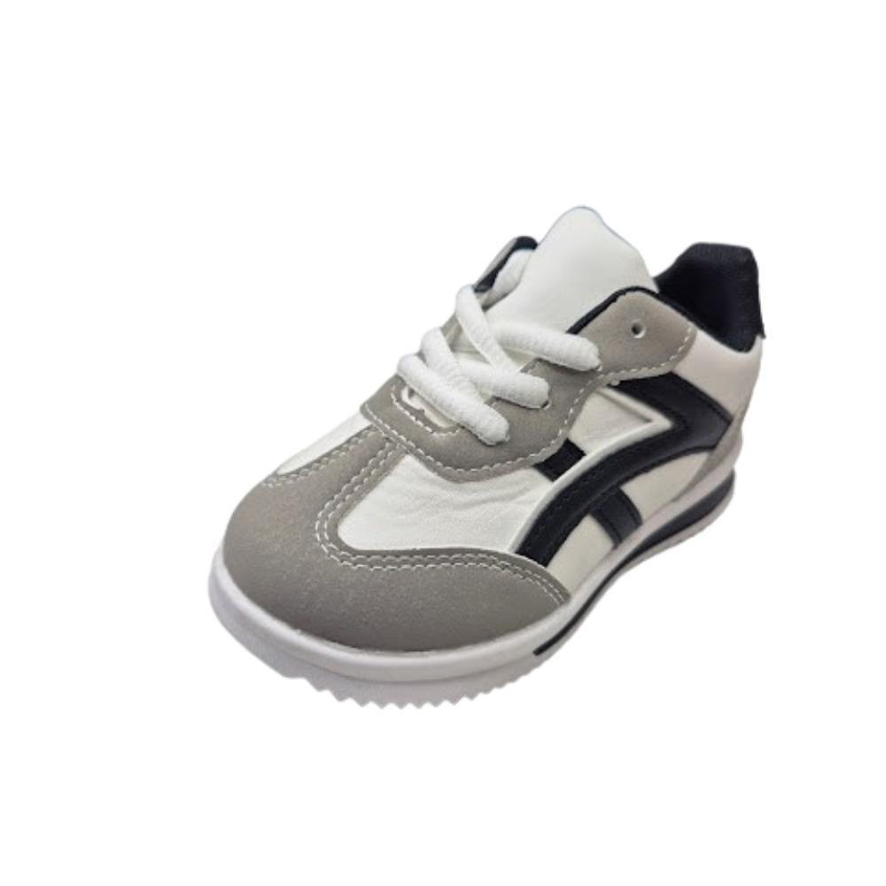 Zapatilla Urbana Niño Gris Blanco Cordones-0