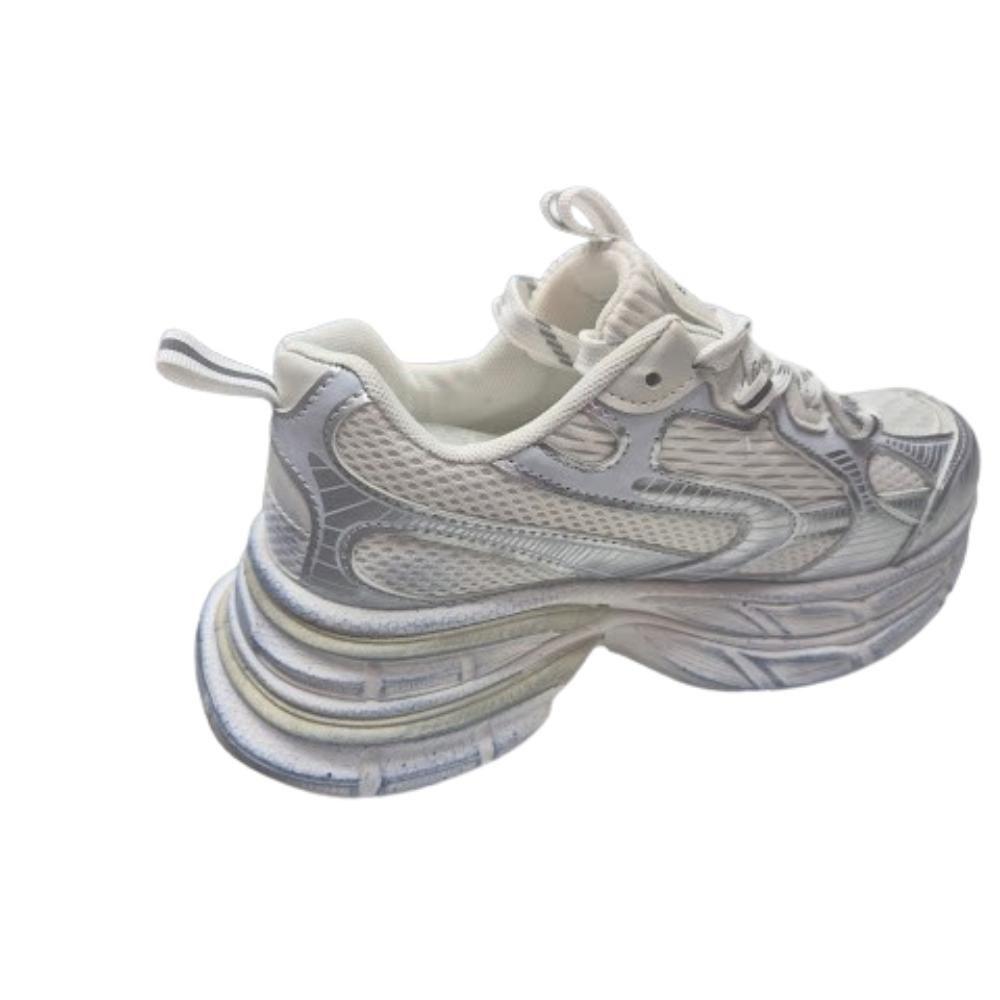 Zapatilla Urbana Mujer Blanco Plata-1