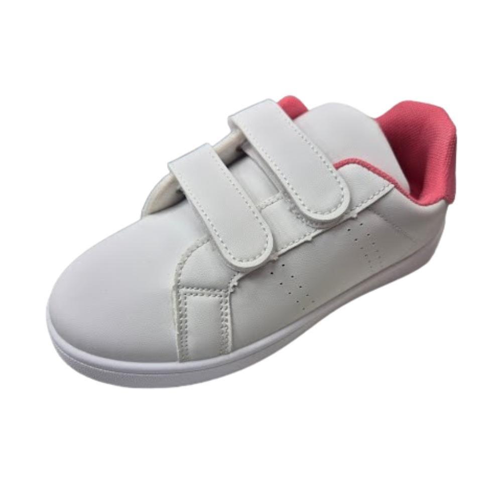 Zapatilla Deportiva Niña Blanco Rosado Velcro-0