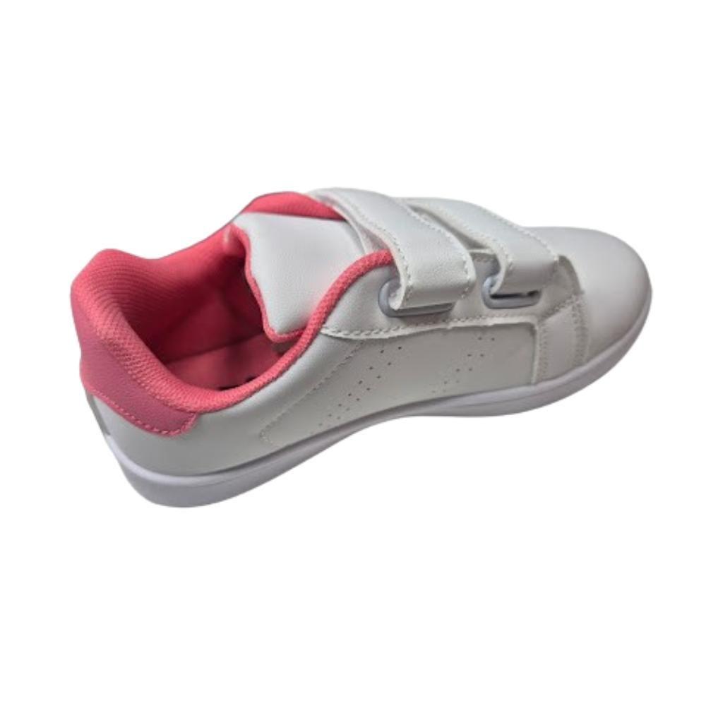 Zapatilla Deportiva Niña Blanco Rosado Velcro-1