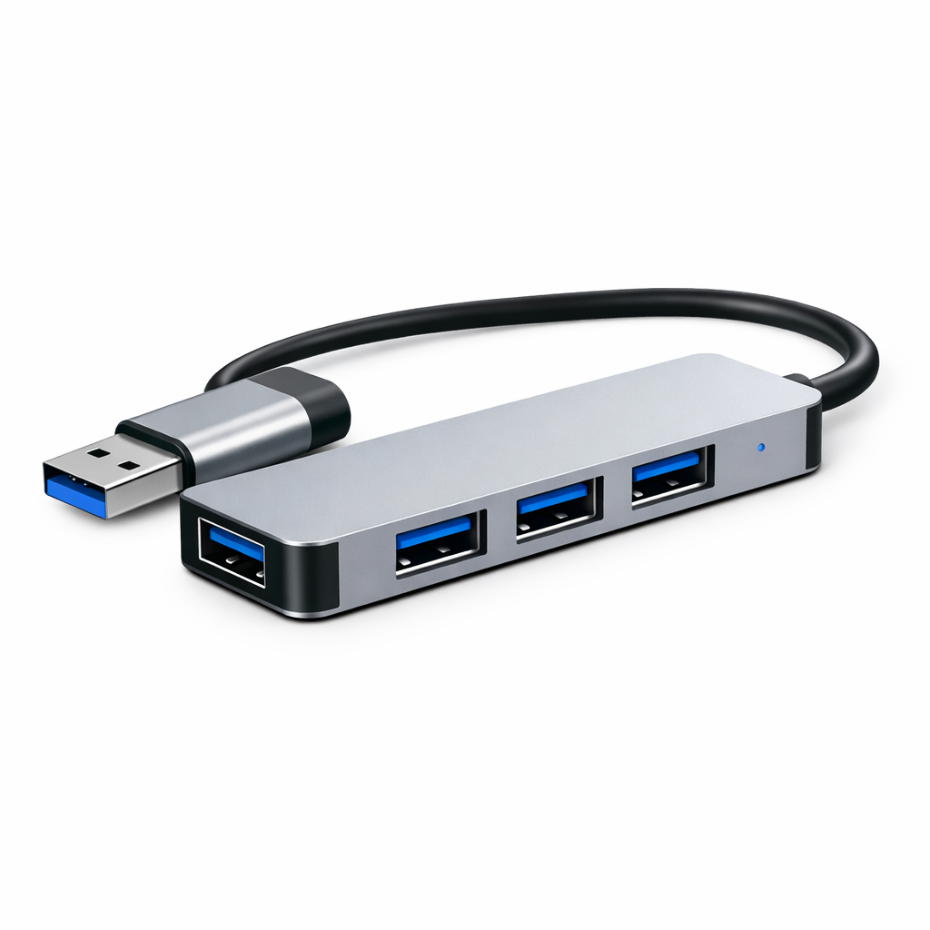 Hub USB 3.0 Aluminio 4 Puertos con Adaptador USB-C Híbrido-0