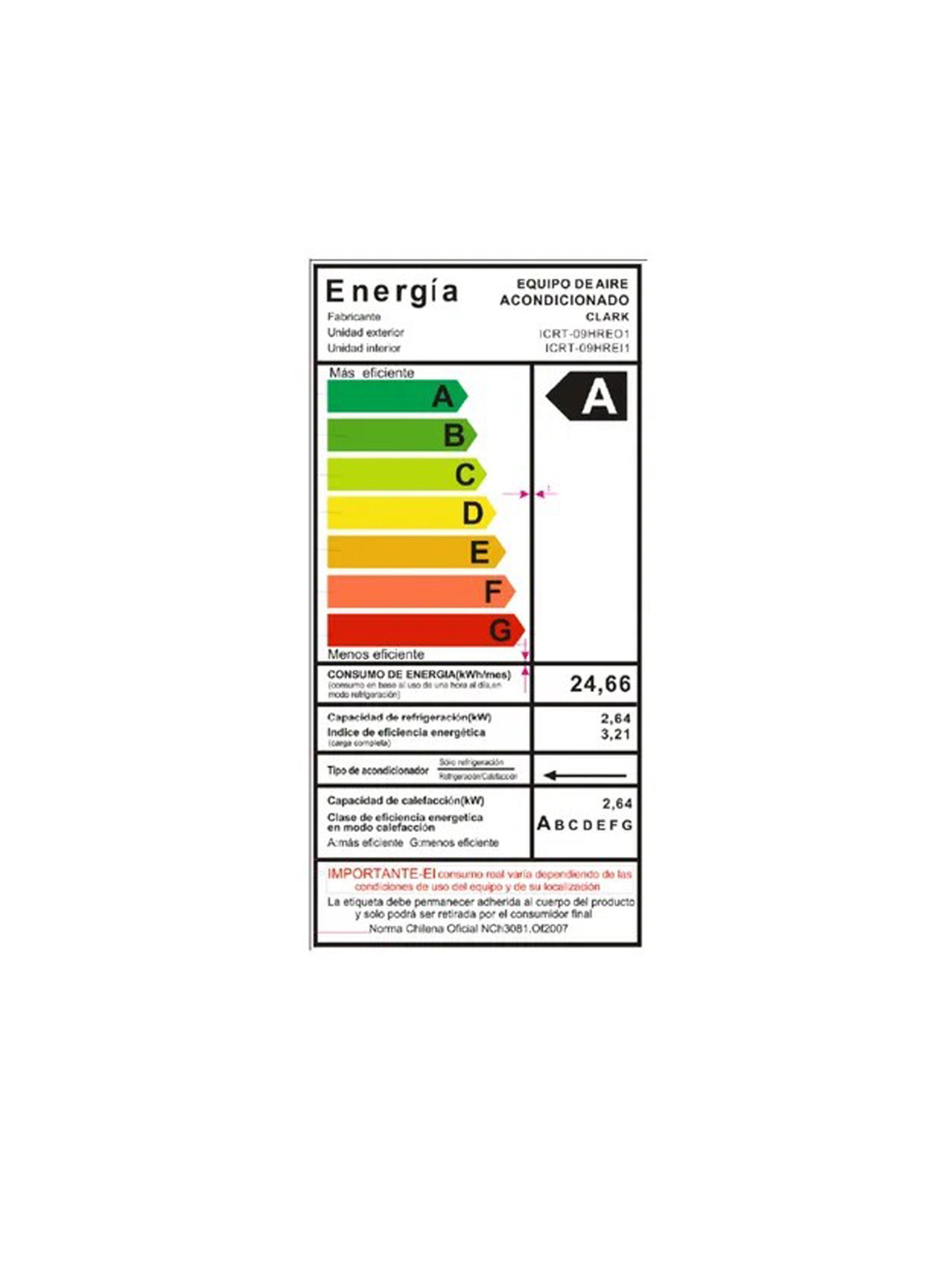 Aire Acondicionado Split Muro Inverter Clark 9000BTU R32 Frío Calor WiFi-2