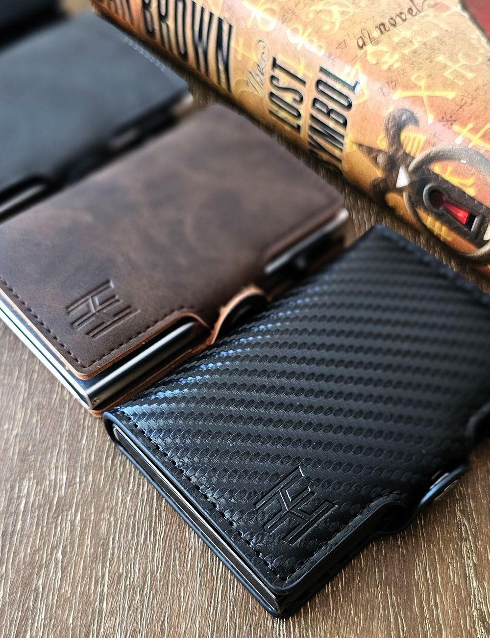 Billetera Hombre Smart compacta tarjetero bloqueo RFID anti clonación-3
