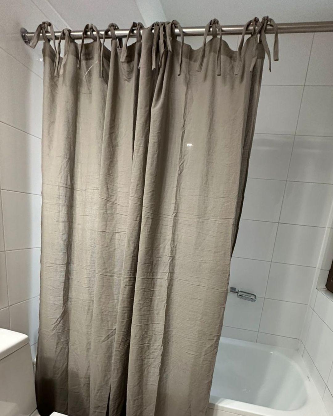 Cortina de baño 190x190 de gasa 100% algodón Gris-2