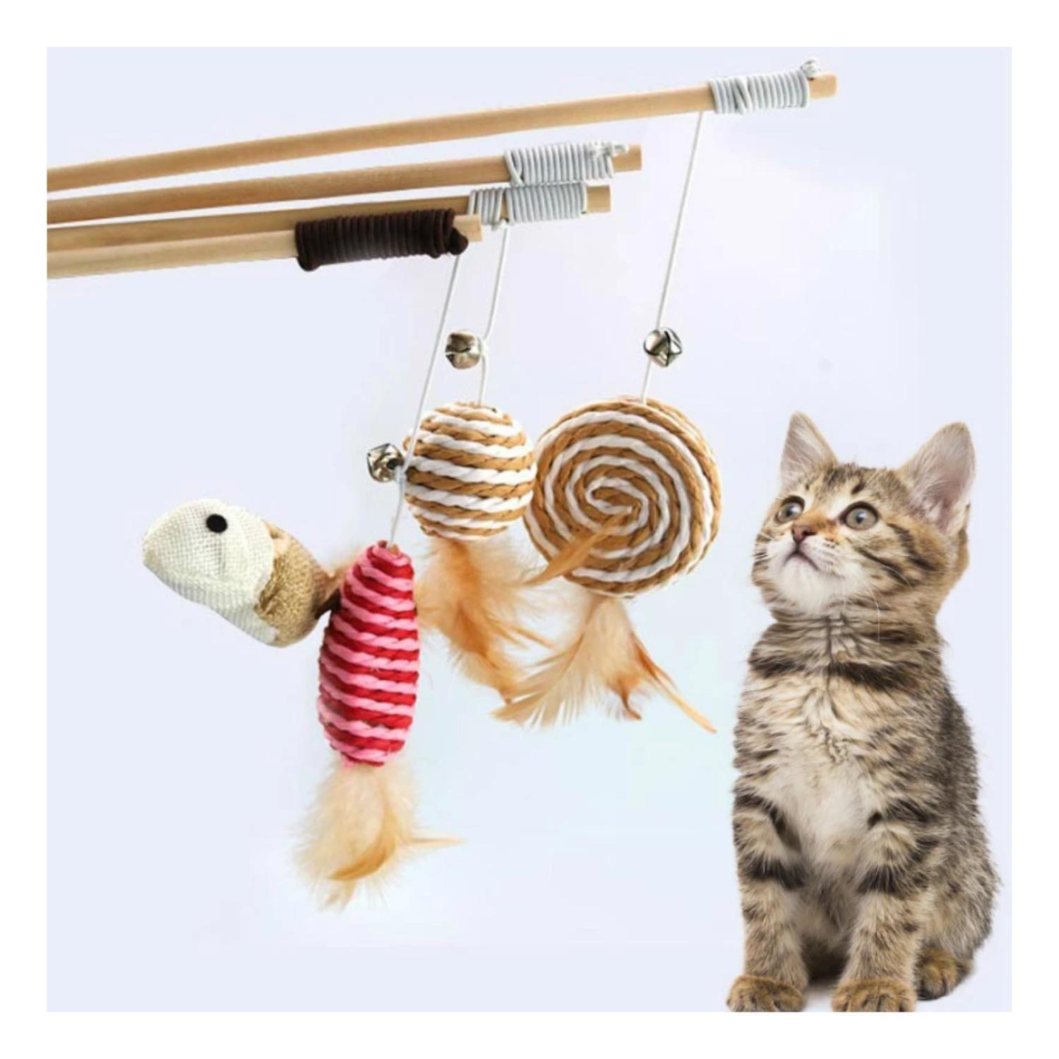 Juguete Varita Con Bola o Raton Para Gatos Mascotas-5