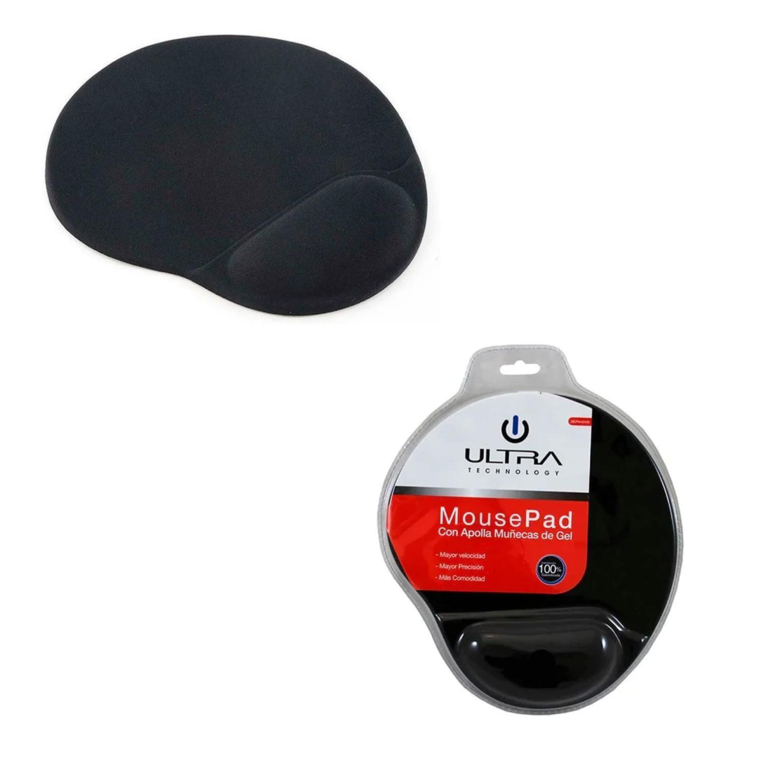 MousePad Con Apoya Muñecas De Gel Redondo Comodo Negro Ultra-1