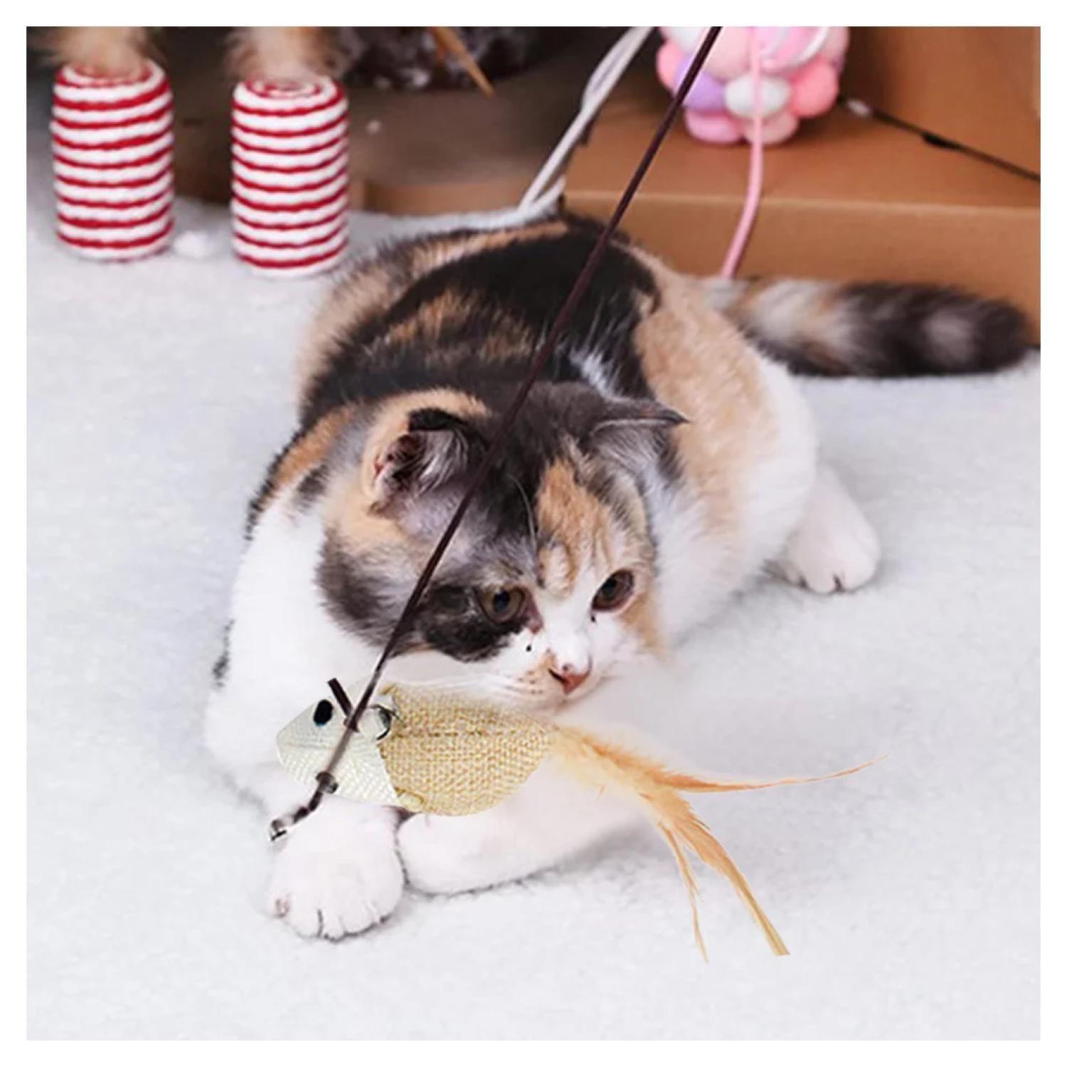 Juguete Varita Con Bola Y Raton Para Gatos Mascotas-4